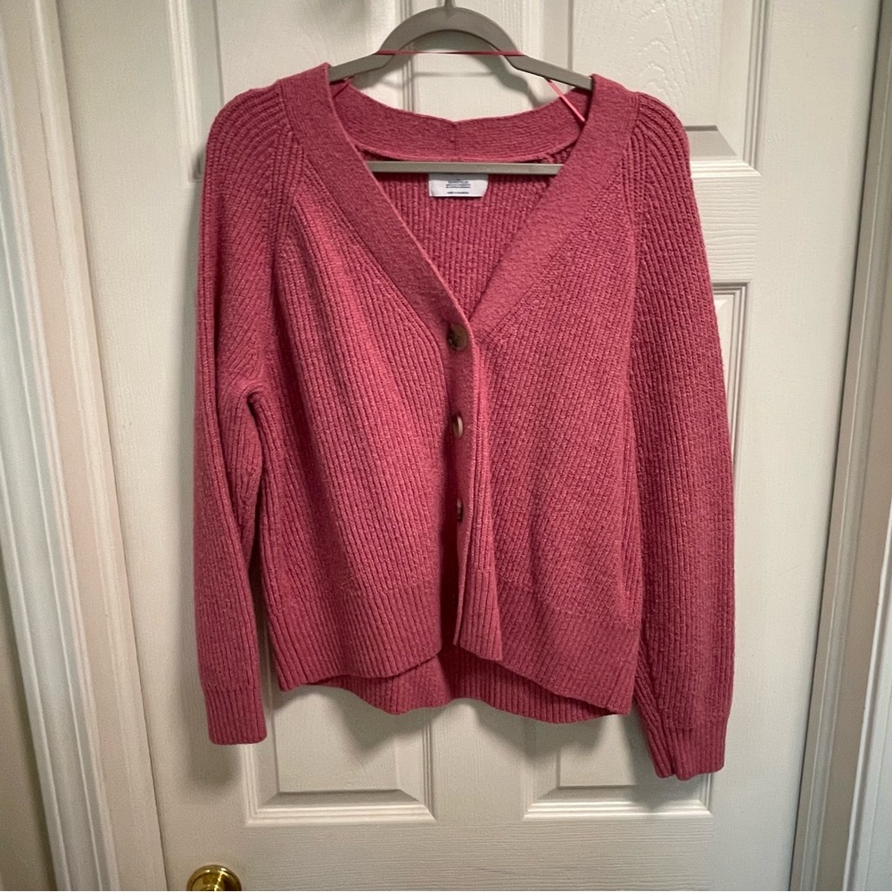Cozy Pink Knit Cardigan Sweater